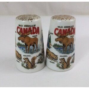 Vintage BANFF Wild Animals Of Canada Souvenir 2.75" Salt & Pepper Shakers Japan